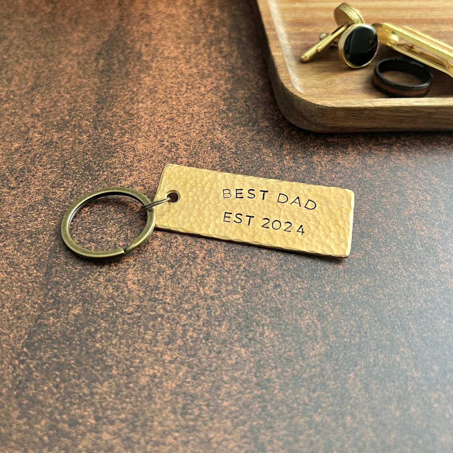 Custom Hand-Stamped Keychain – Copper, Bronze, or Pewter Christmas Gift