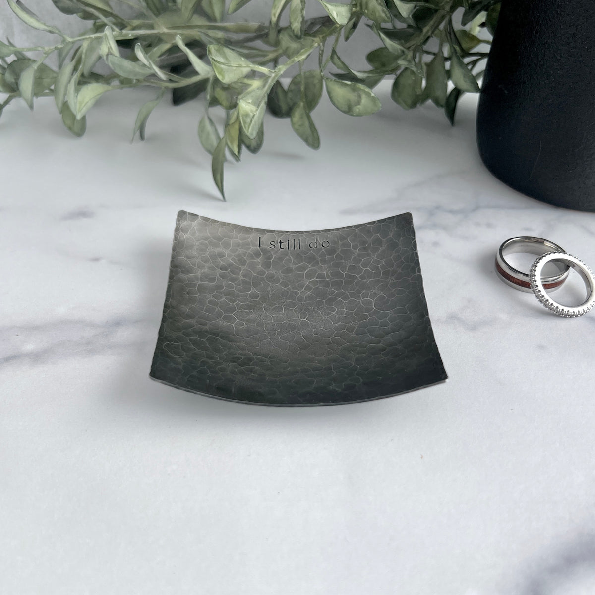 I Still Do Steel Ring Dish - Square, Hammered