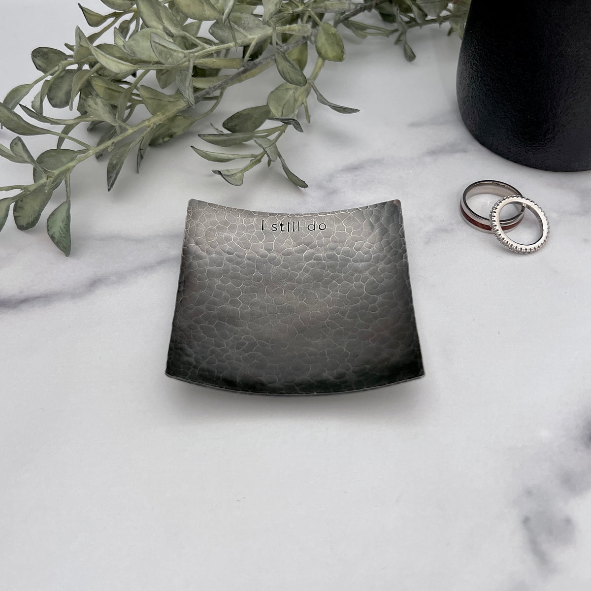 I Still Do Steel Ring Dish - Square, Hammered