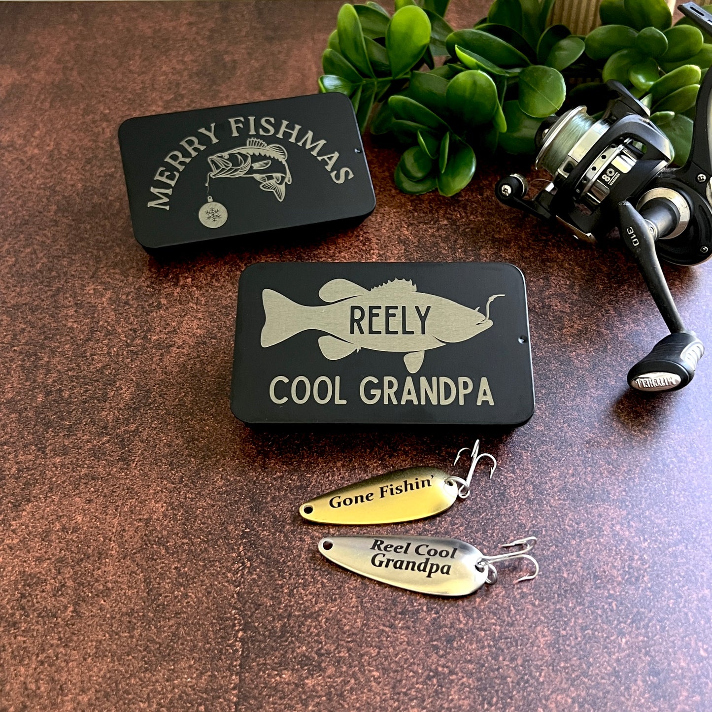 Bestselling Fishing Gift for Grandpa – Engraved Lure Set with Gift Tin
