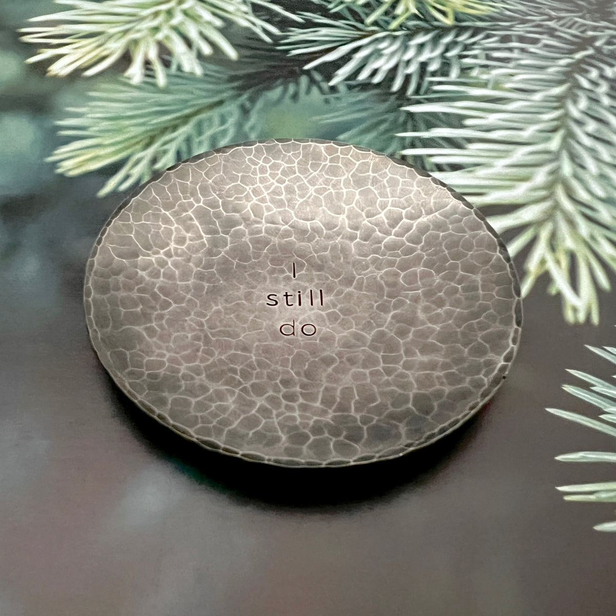 I Still Do Steel Ring Dish - Round, Hammered