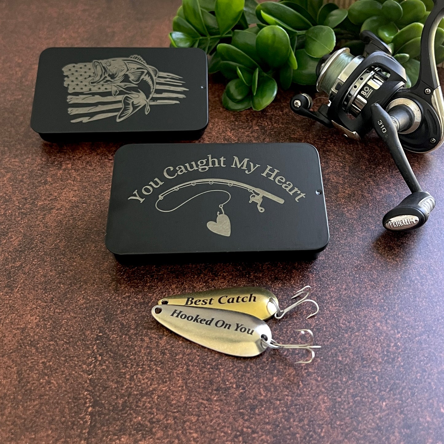 21st Anniversary Gift for Him – Custom Brass Fishing Lure Gift Set