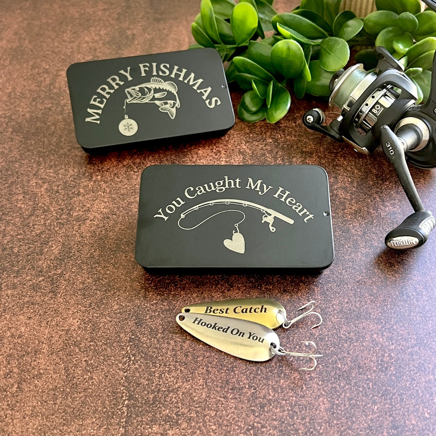 21st Anniversary Gift for Him – Custom Brass Fishing Lure Gift Set