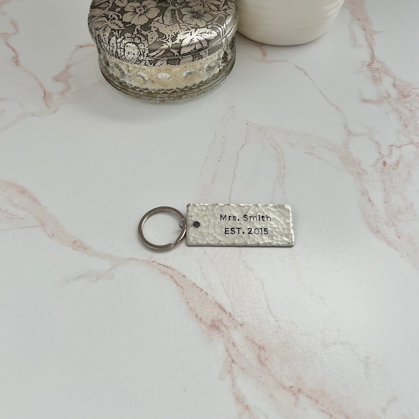 Custom Hand-Stamped Keychain – Copper, Bronze, or Pewter Christmas Gift