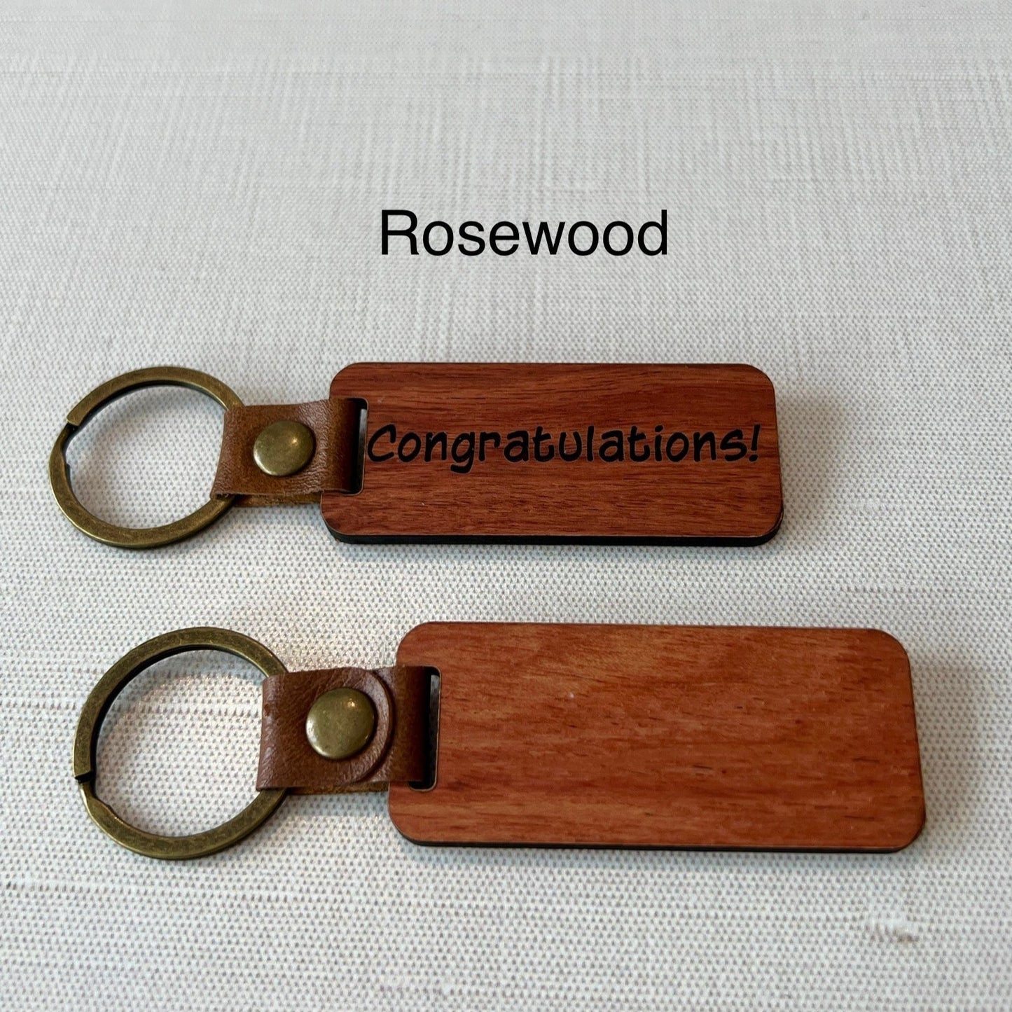 Custom Engraved Walnut, Cherry, Bamboo, and Rosewood Keychains
