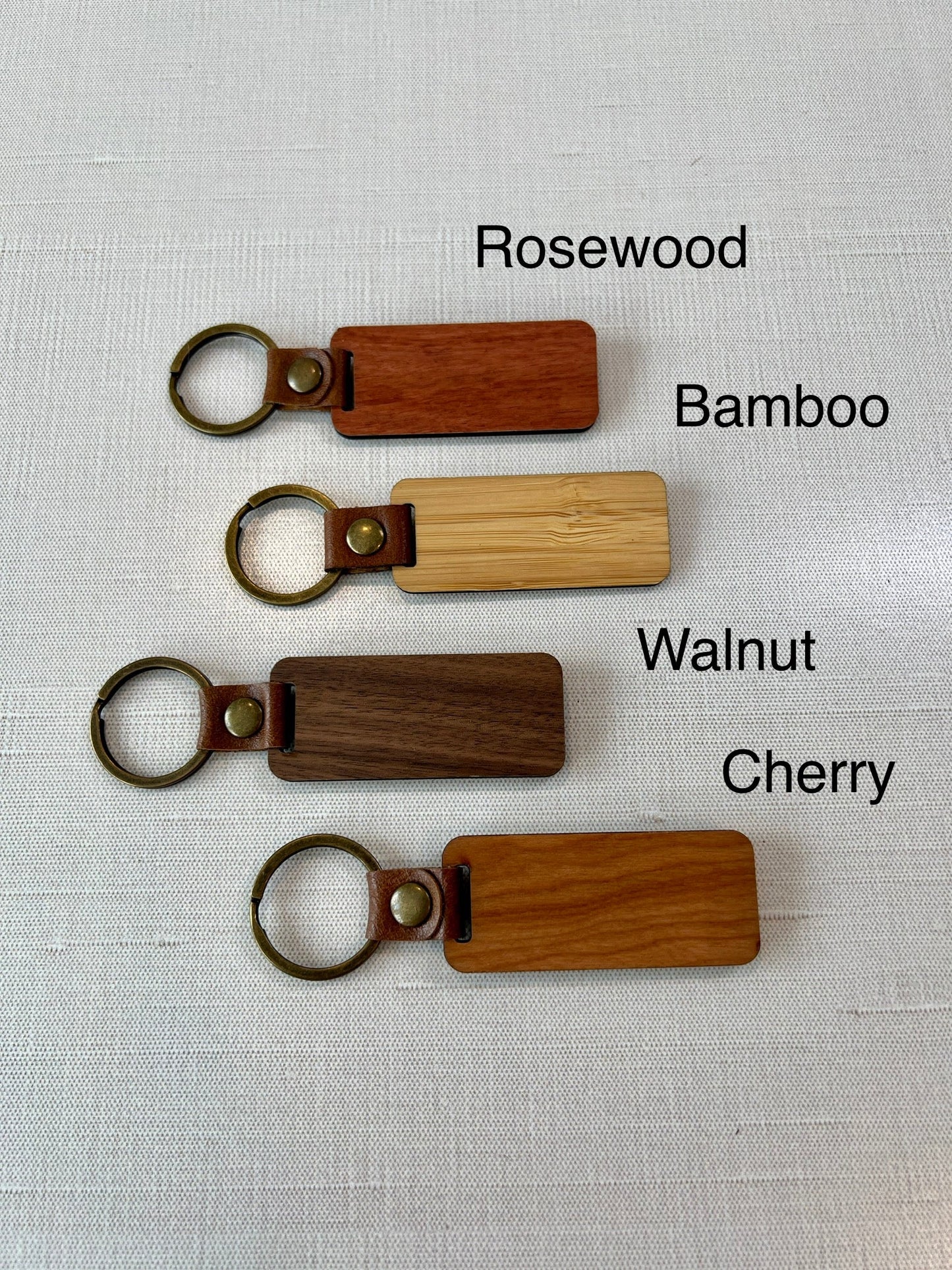 Walnut, Cherry, Bamboo, and Rosewood Keychain Blanks