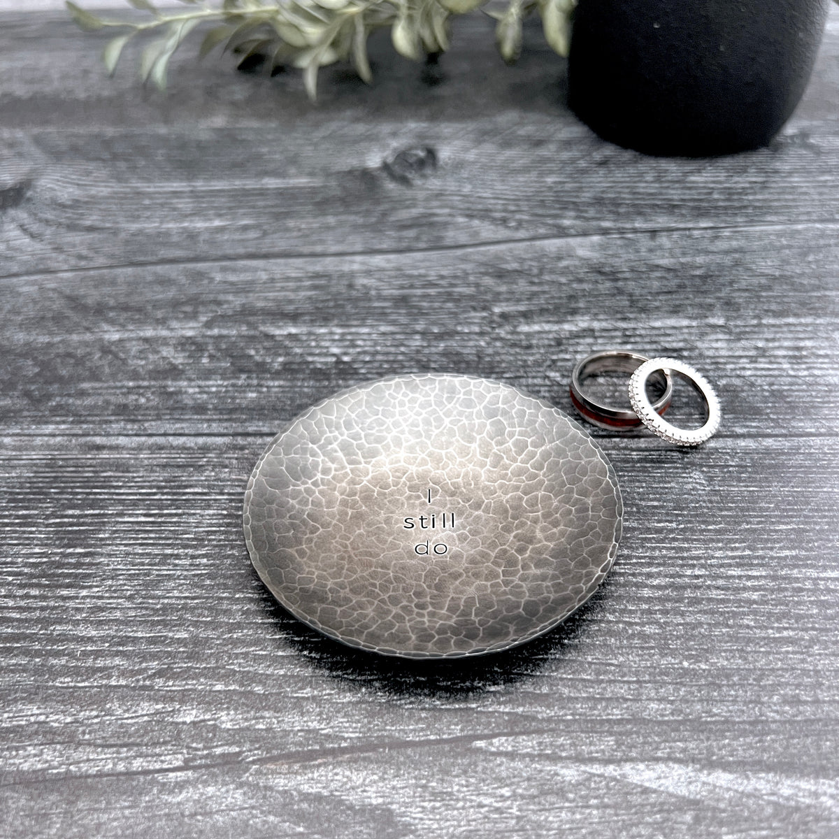 I Still Do Steel Ring Dish - Round, Hammered