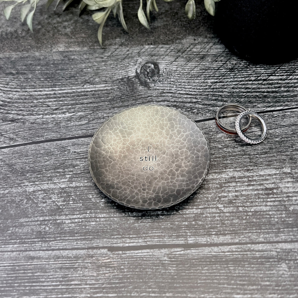 I Still Do Steel Ring Dish - Round, Hammered