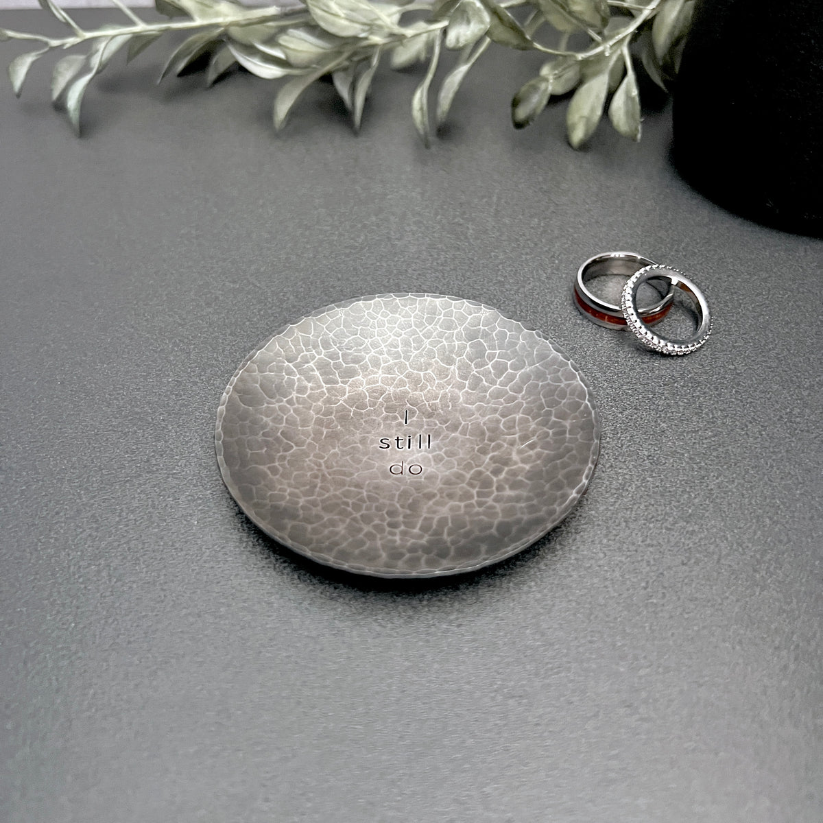 I Still Do Steel Ring Dish - Round, Hammered