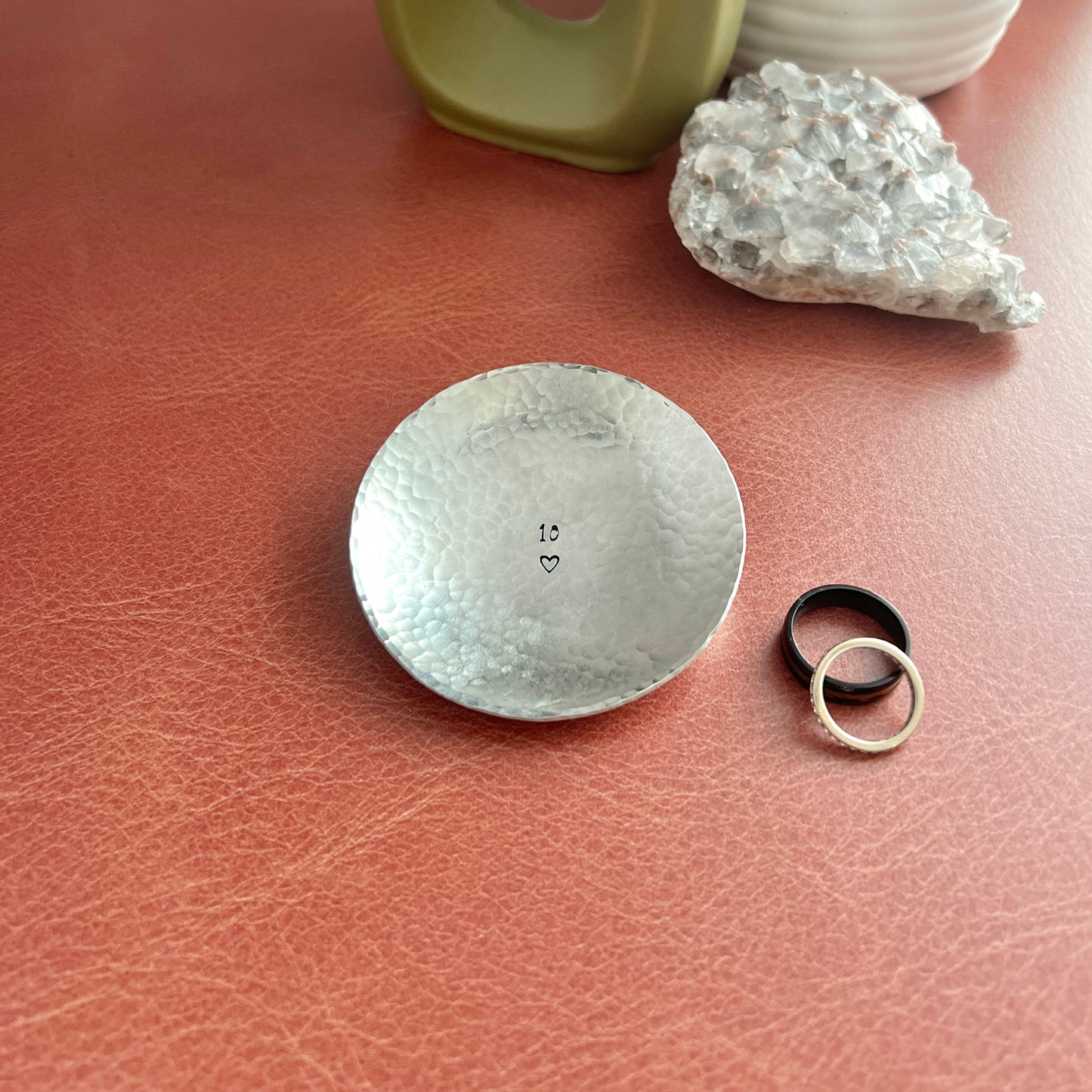 Custom Engraved Ring Dish – Small or Medium Round in Copper, Bronze, or Pewter
