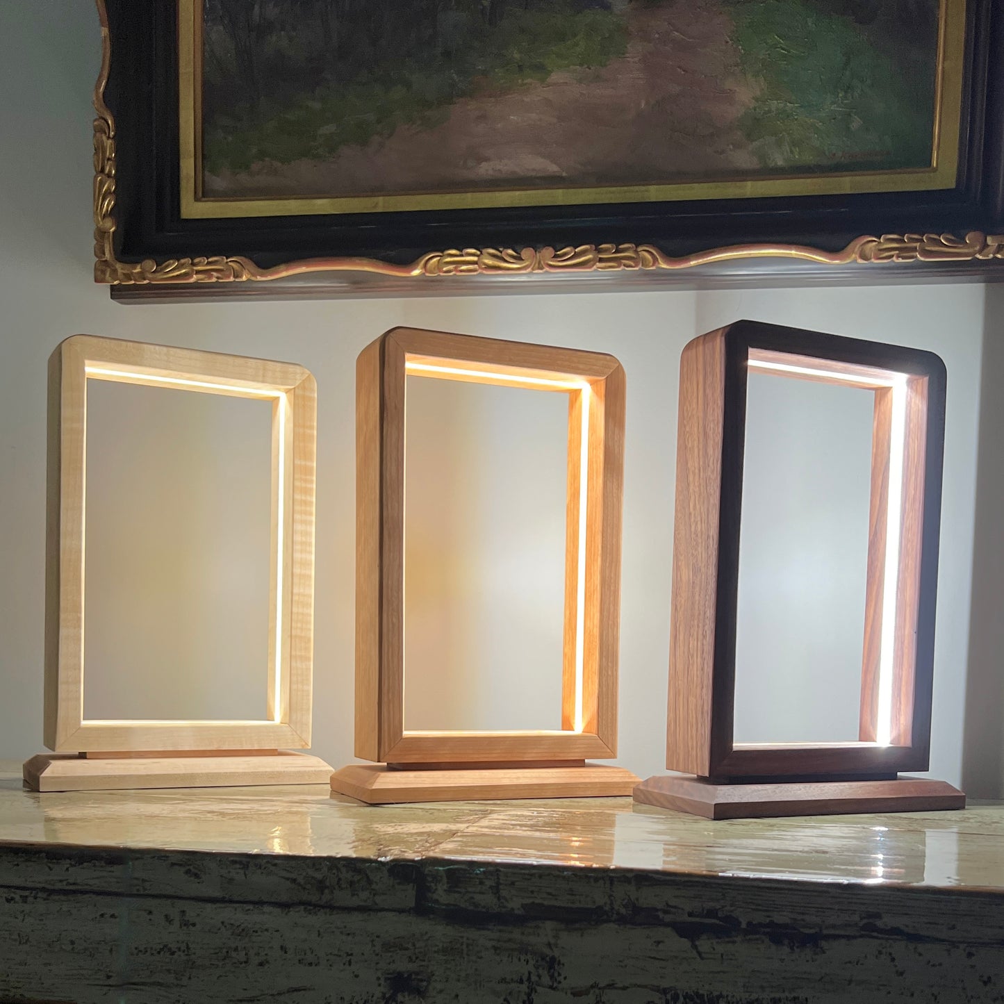 Handcrafted Solid Wood LED Ambient Light; Custom Designed Made in USA