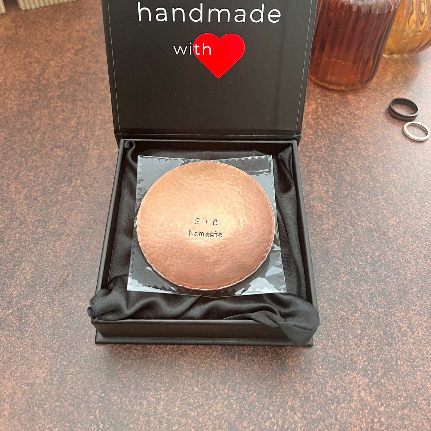 Custom Engraved Ring Dish – Small or Medium Round in Copper, Bronze, or Pewter