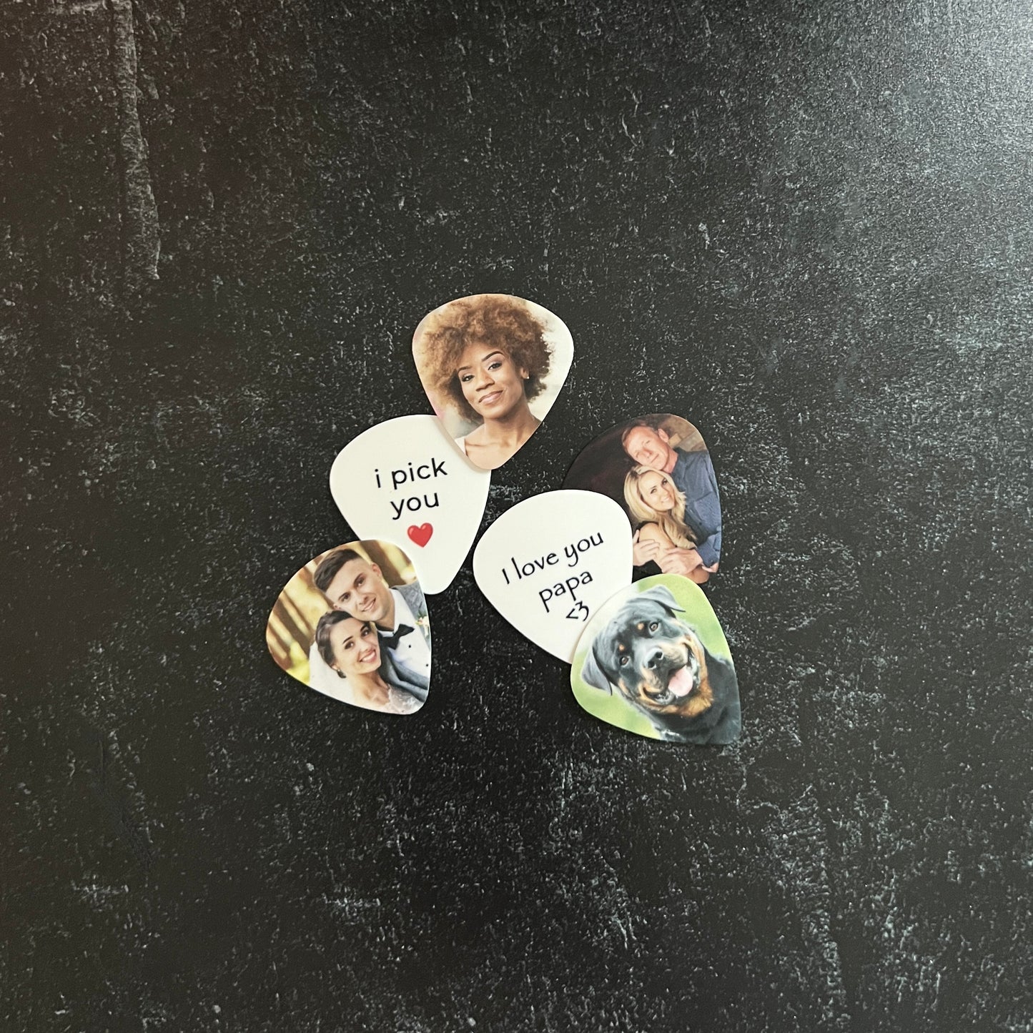 Photo Guitar Picks Set; 2 Personalized Picks with Gift Box