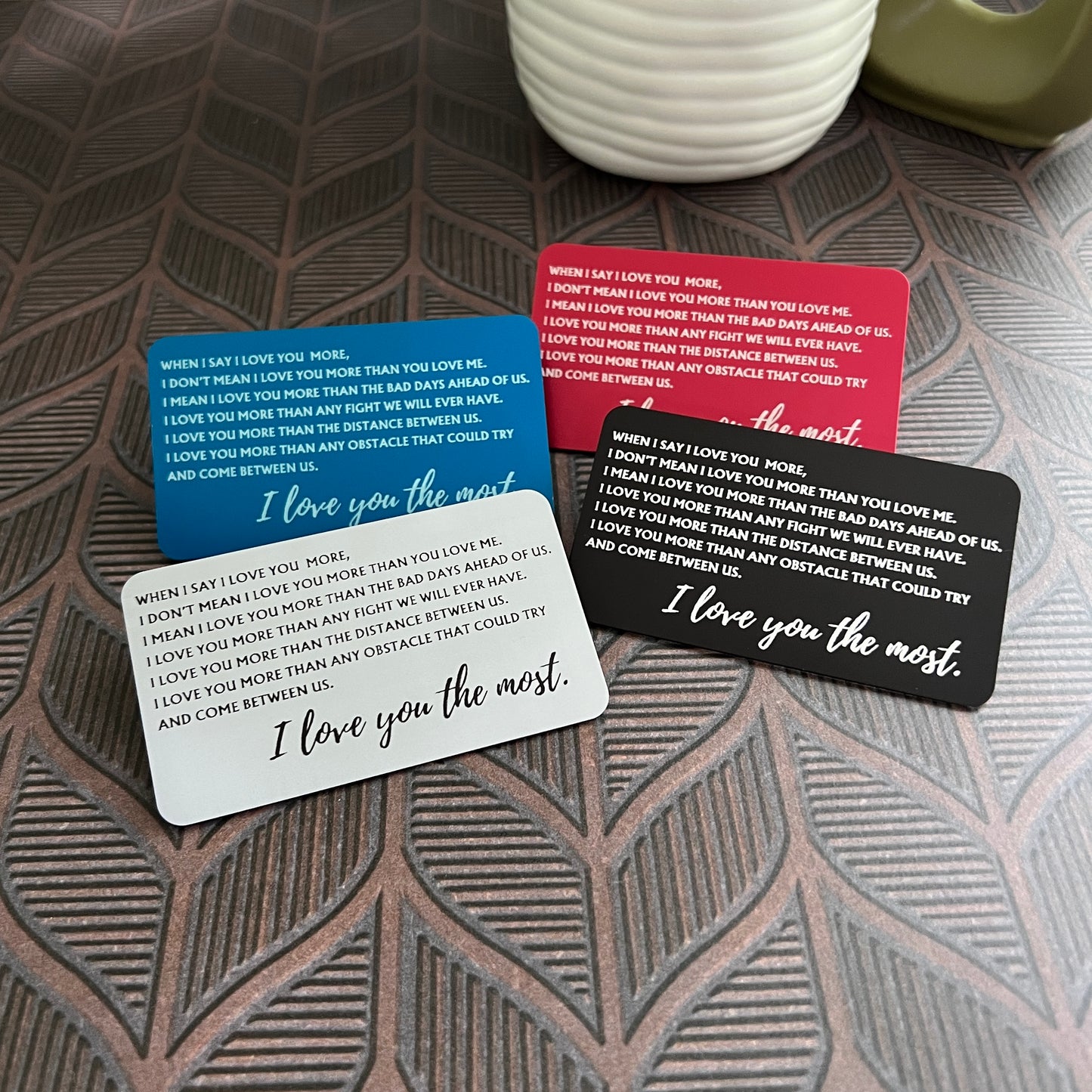 Love You Most Engraved Metal Wallet Card