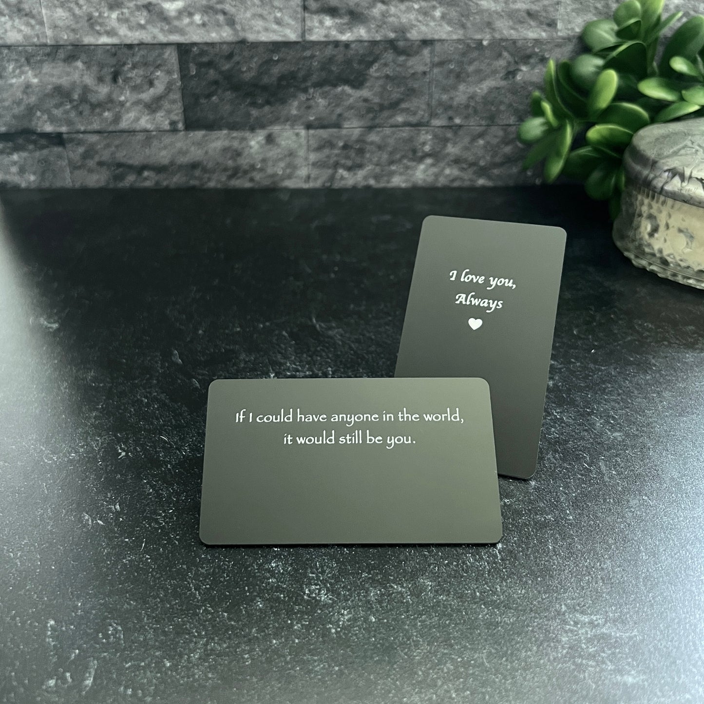 Custom Metal Photo Wallet Card – Personalized with Photo and Text, Includes Gift Pouch