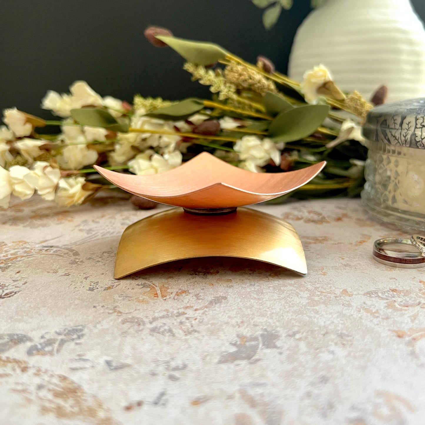 The Duo Curve, Handcrafted Copper and Bronze Sculptural Dish