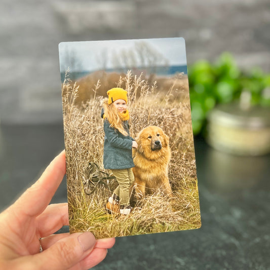 Personalized Metal Photo Plate – 4x6 Color Photo Gift with Display Stand