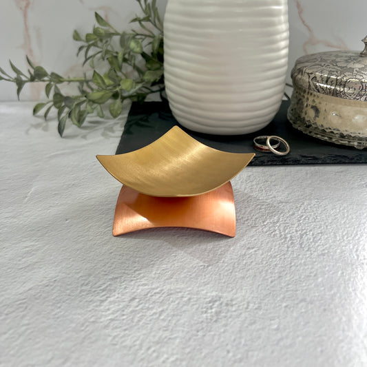 The Duo Curve, Handcrafted Copper and Bronze Dish | Gift for Her