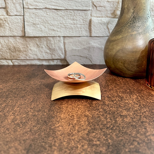 The Duo Curve; Copper & Bronze Anniversary Ring Dish | Handcrafted Gift