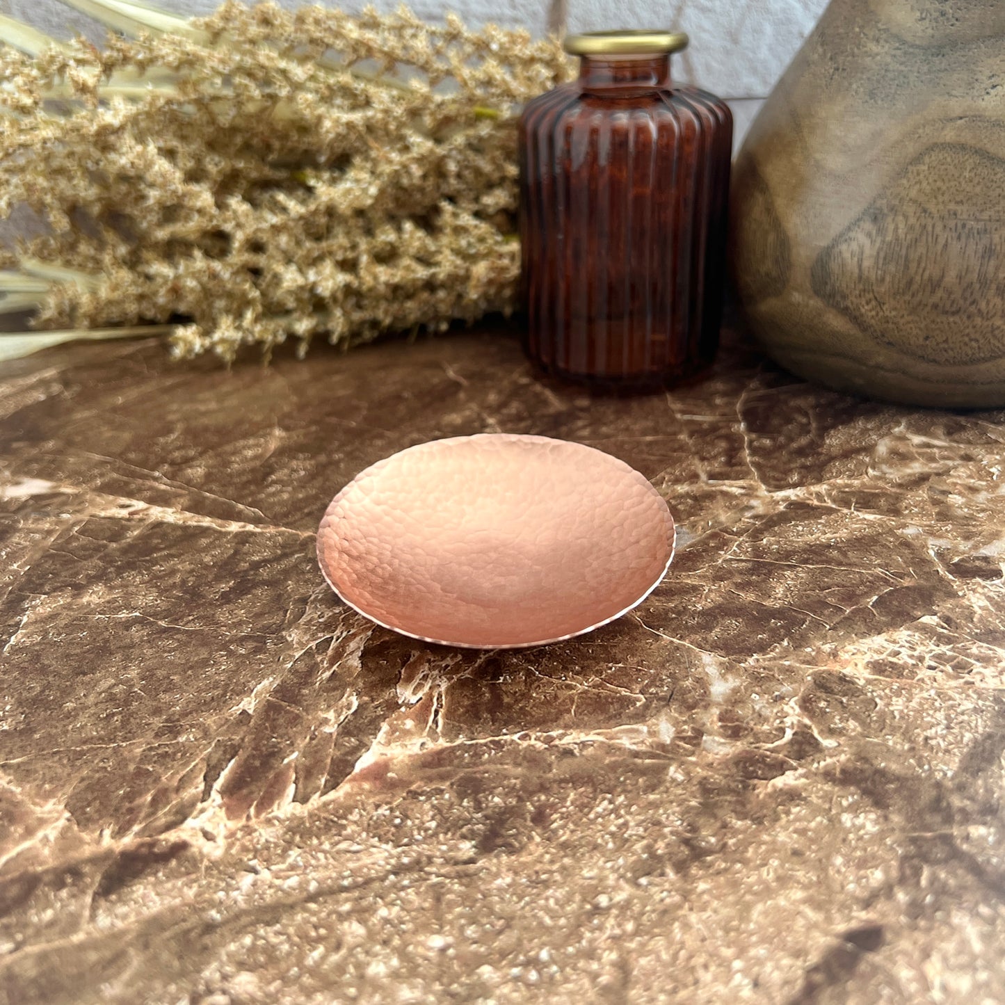 Personalized Copper Ring Dish - Round, Hammered & Custom Stamped