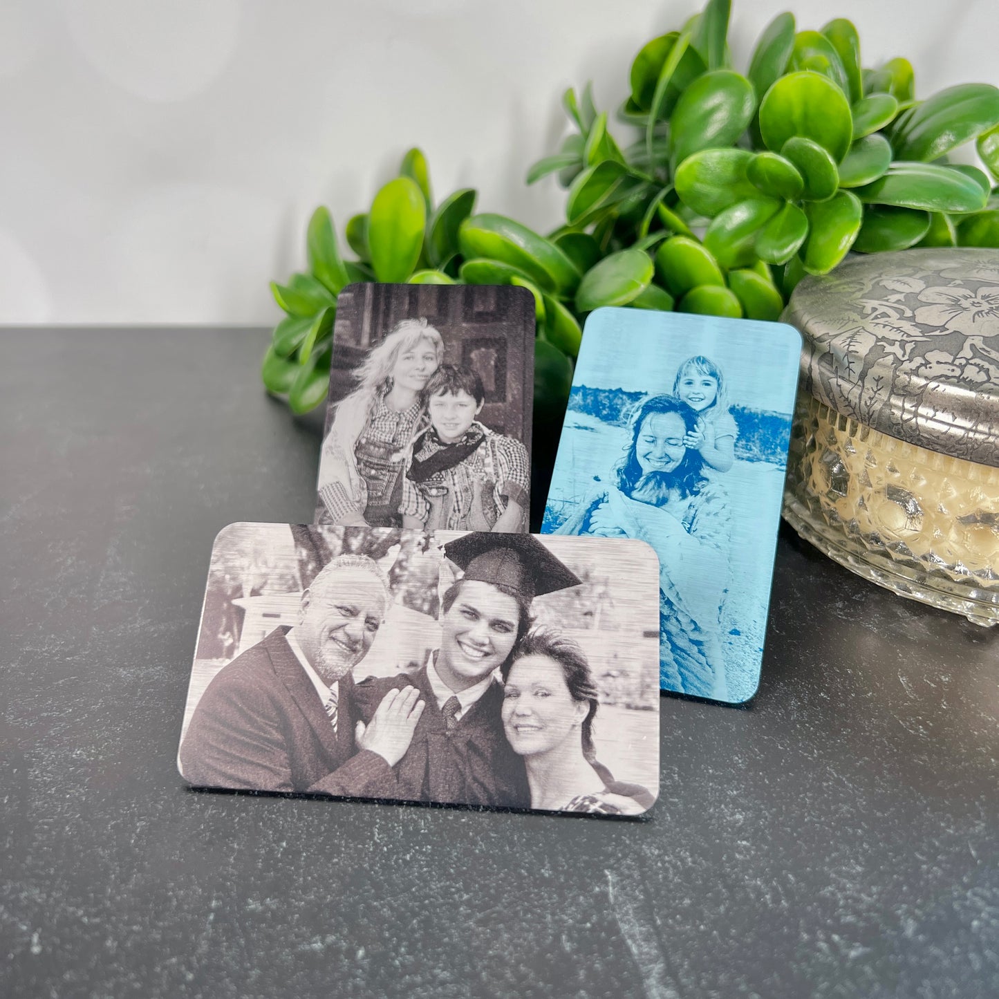 Custom Metal Wallet Card for Son with Leather Gift Pouch