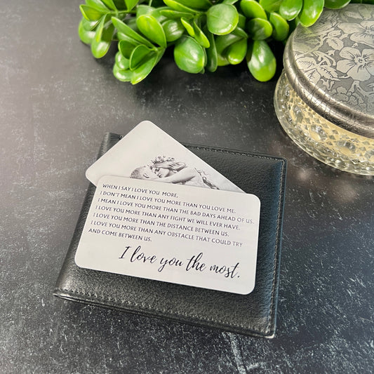 I Love You Most" Metal Engraved Wallet Card with Pouch