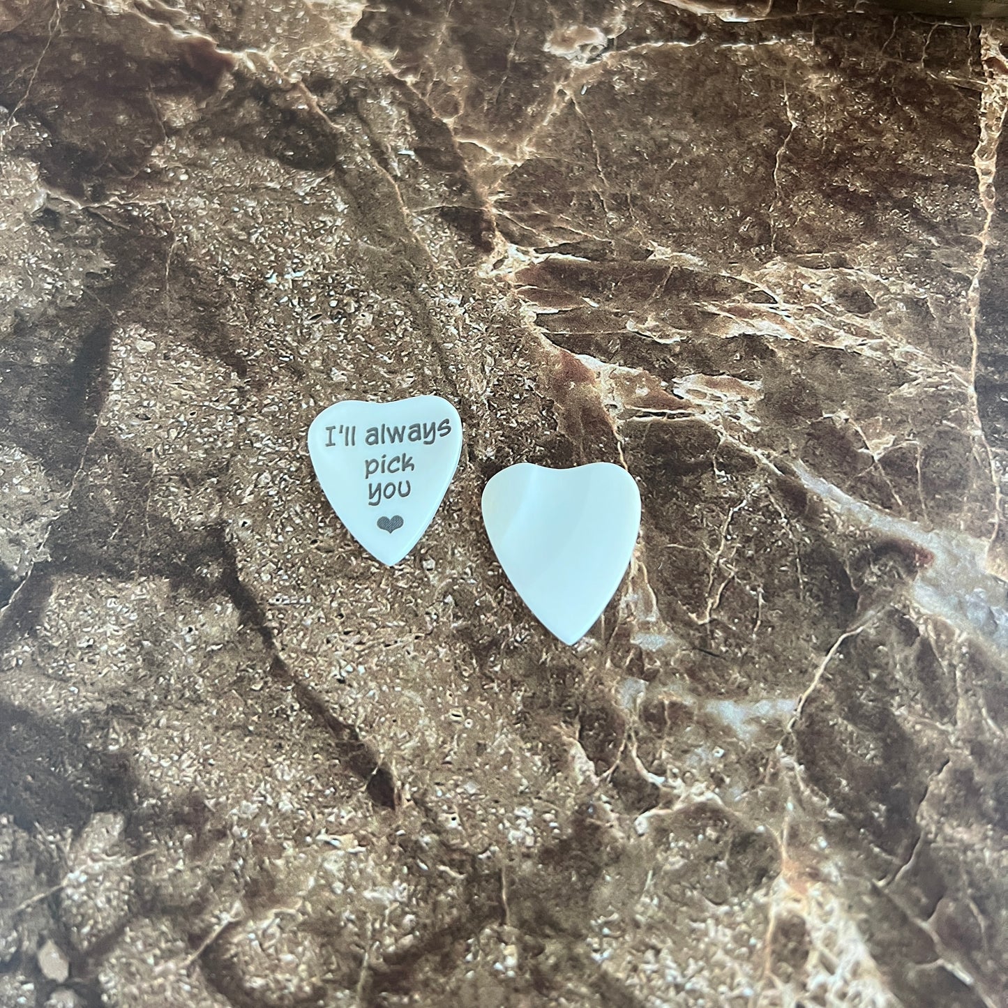 Custom Engraved Heart-Shaped Bone Guitar Pick