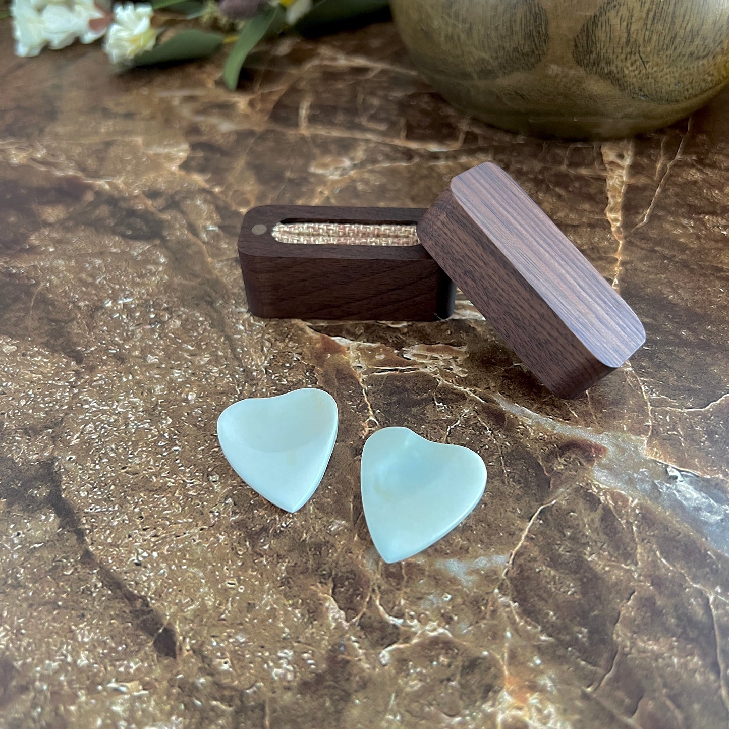 Custom Engraved Heart-Shaped Bone Guitar Pick