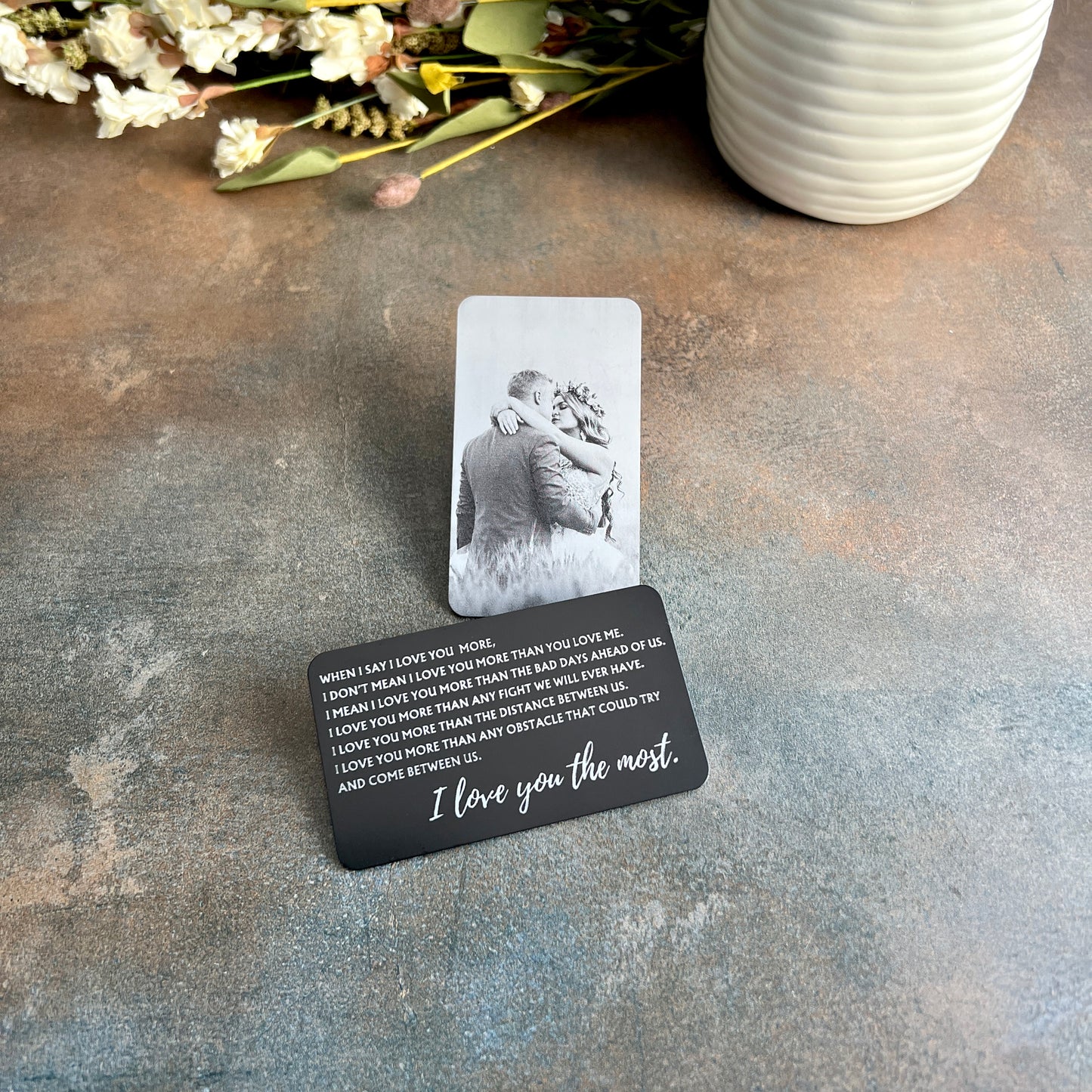 Love You Most Engraved Metal Wallet Card