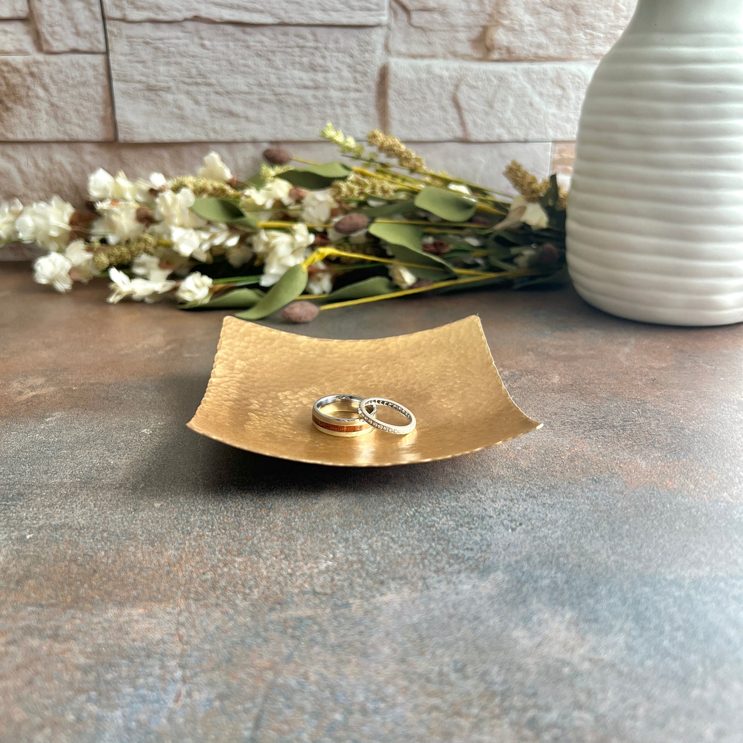 "I Still Do" Hand-Stamped Bronze Ring Dish, Round