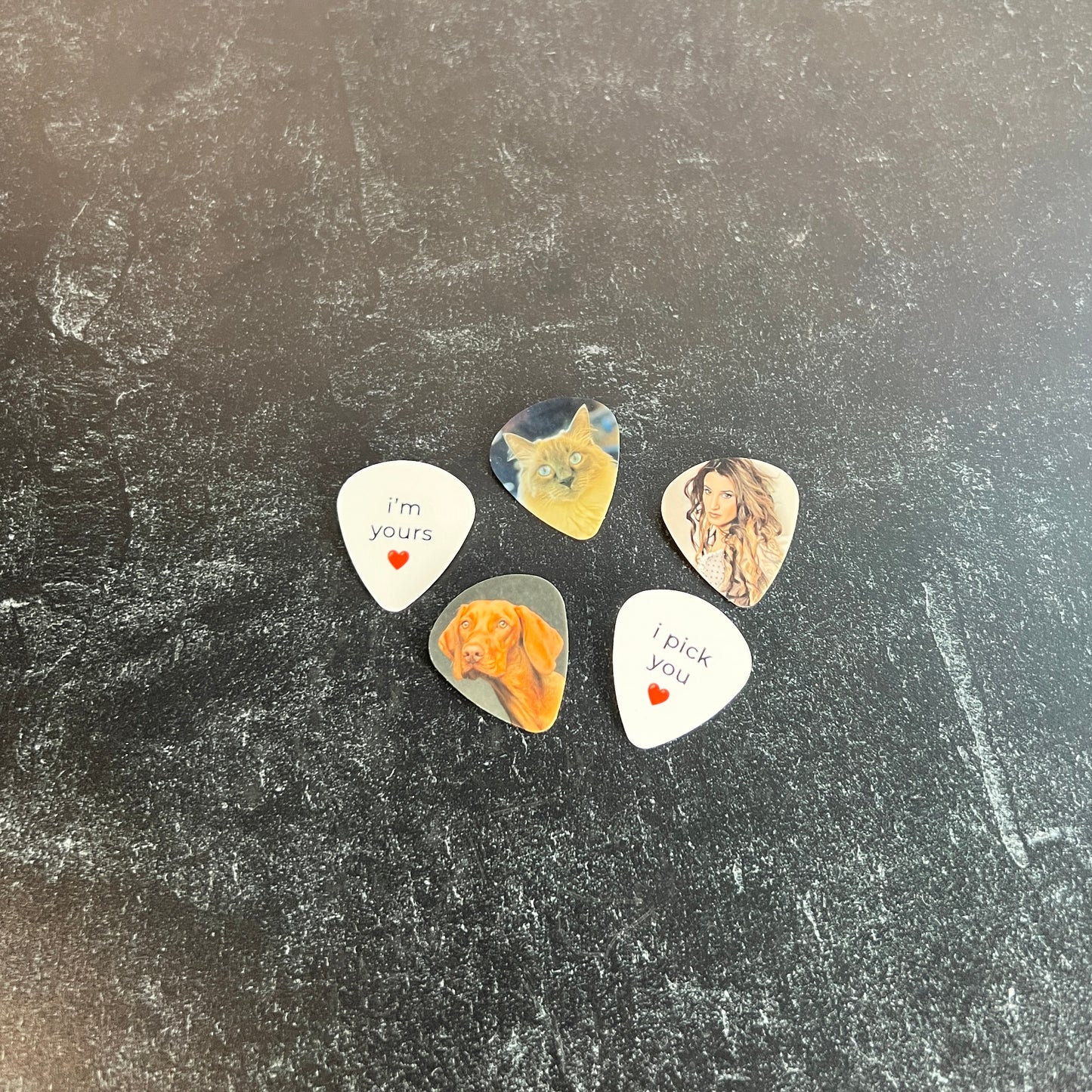 Photo Guitar Picks Set; 2 Personalized Picks with Gift Box