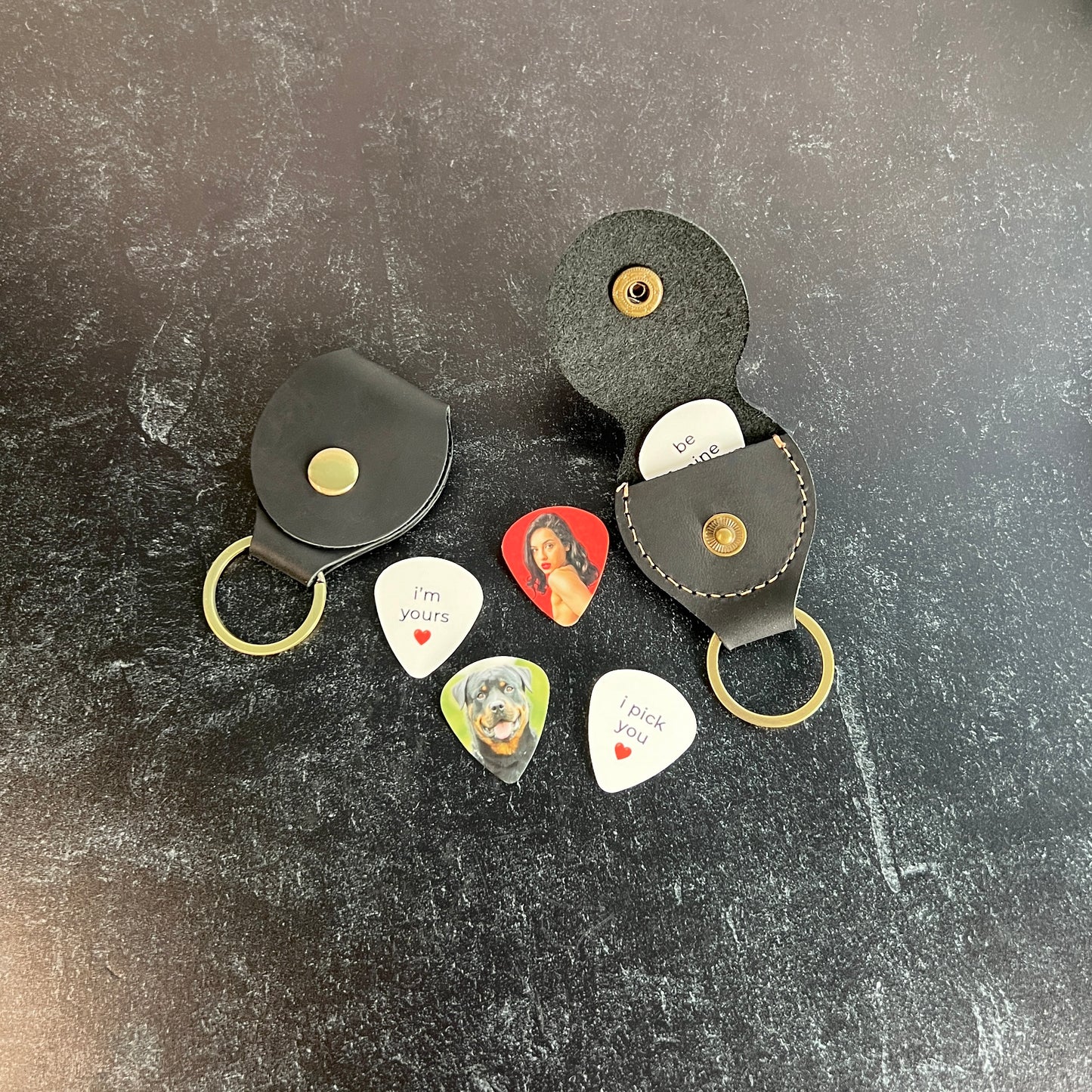 Photo Guitar Pick Set; 5 Custom Picks with Gift Box