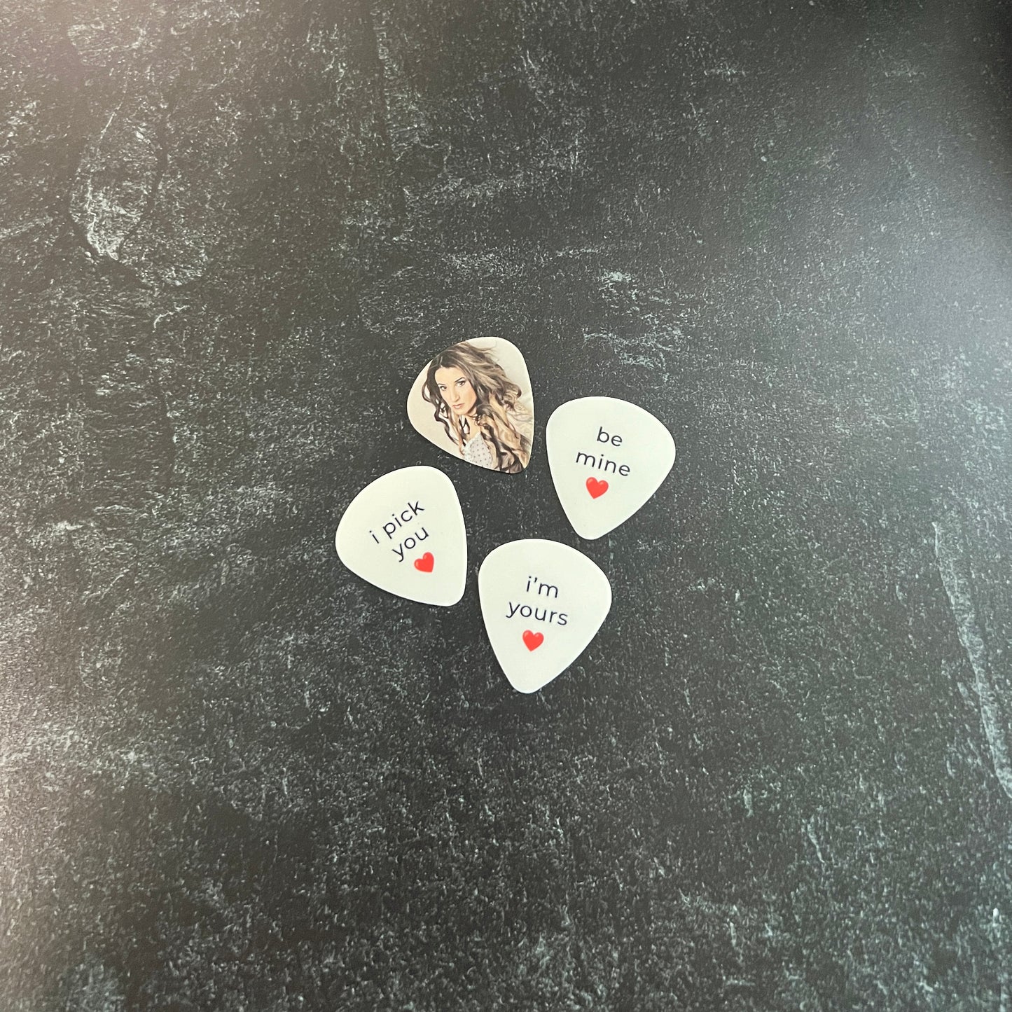 Color Photo Guitar Picks with Text – Personalized Music Keepsake, 1, 2, or 5 Pack