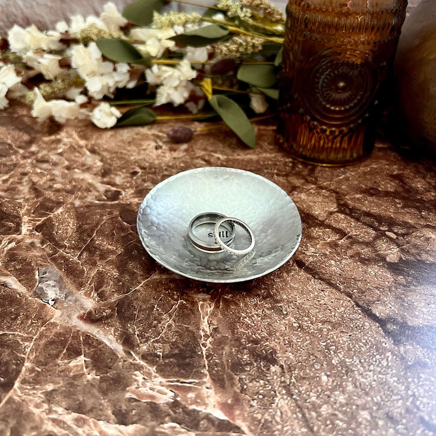 "I Still Do" Hand-Stamped Pewter Ring Dish, Round