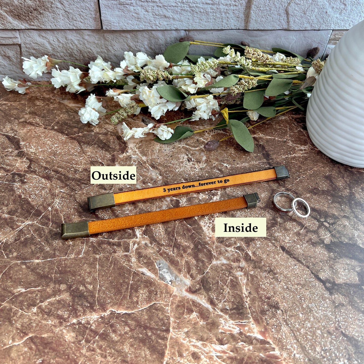 Custom Engraved Leather Bracelet - Personalized with Your Message