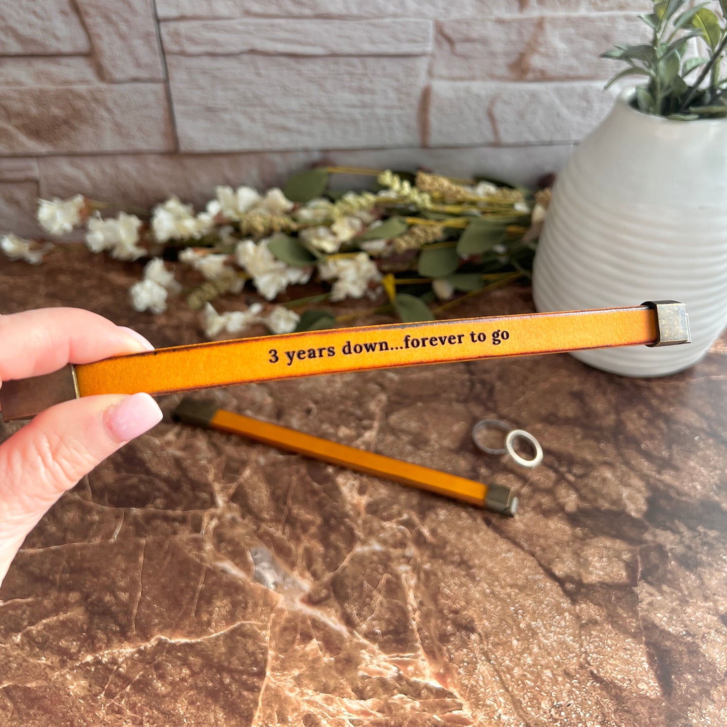 Custom Engraved Leather Bracelet - Personalized with Your Message