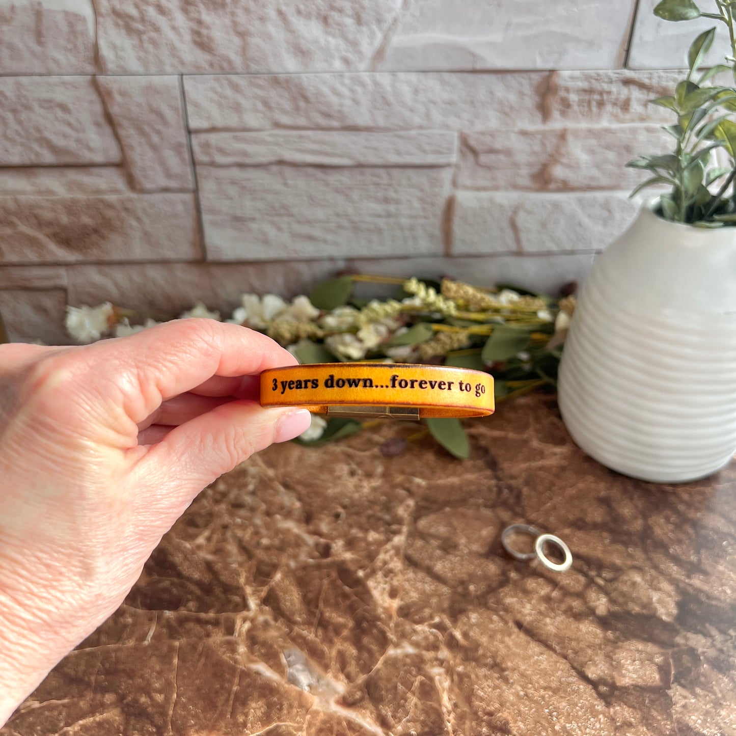 Custom Engraved Leather Bracelet - Personalized with Your Message