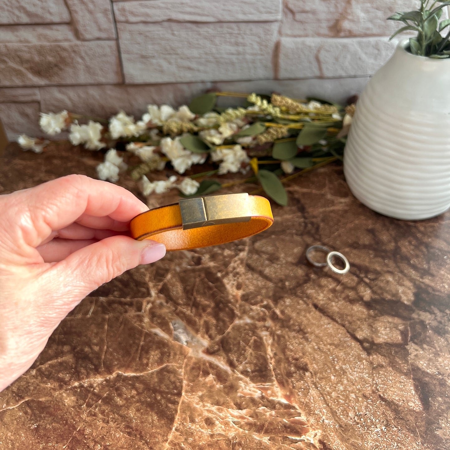 Custom Engraved Leather Bracelet - Personalized with Your Message