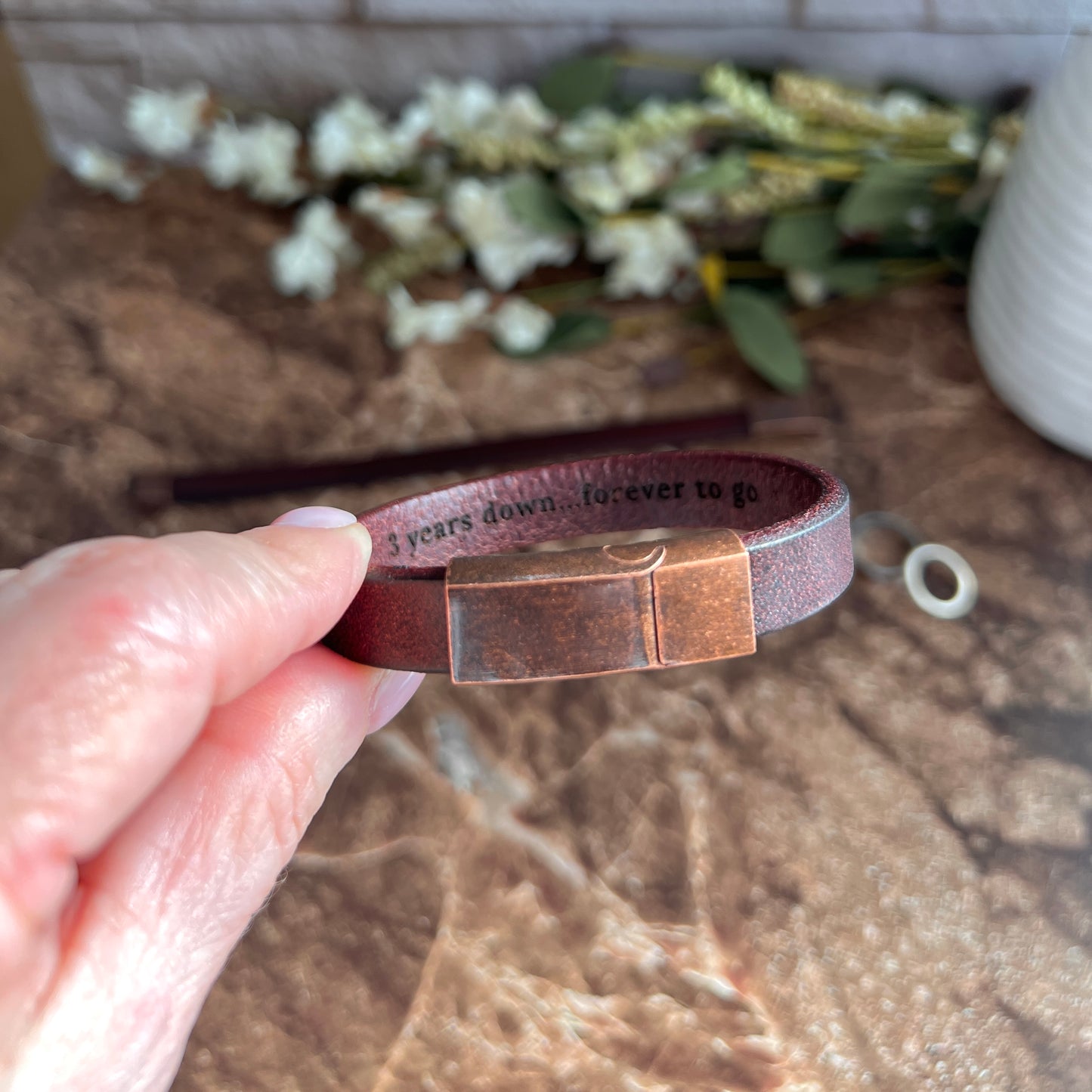 Custom Engraved Leather Bracelet - Personalized with Your Message