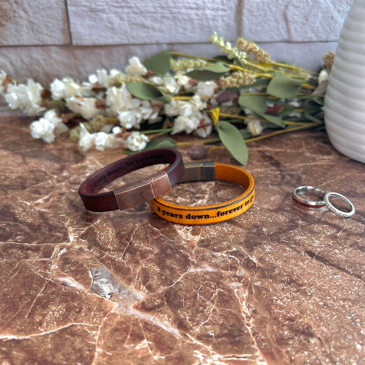 Custom Engraved Leather Bracelet - Personalized with Your Message