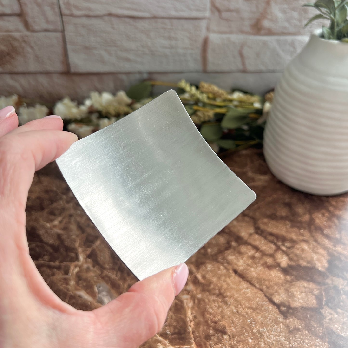 3" Square Pewter Ring Dish - Brushed Finish