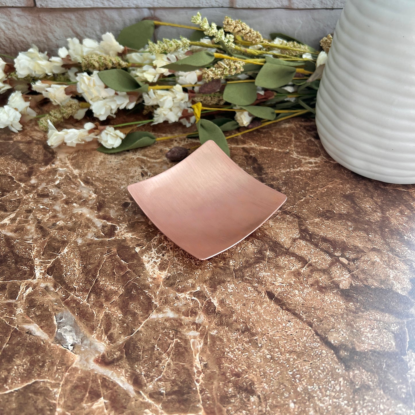 3" Square Copper Ring Dish - Brushed Finish