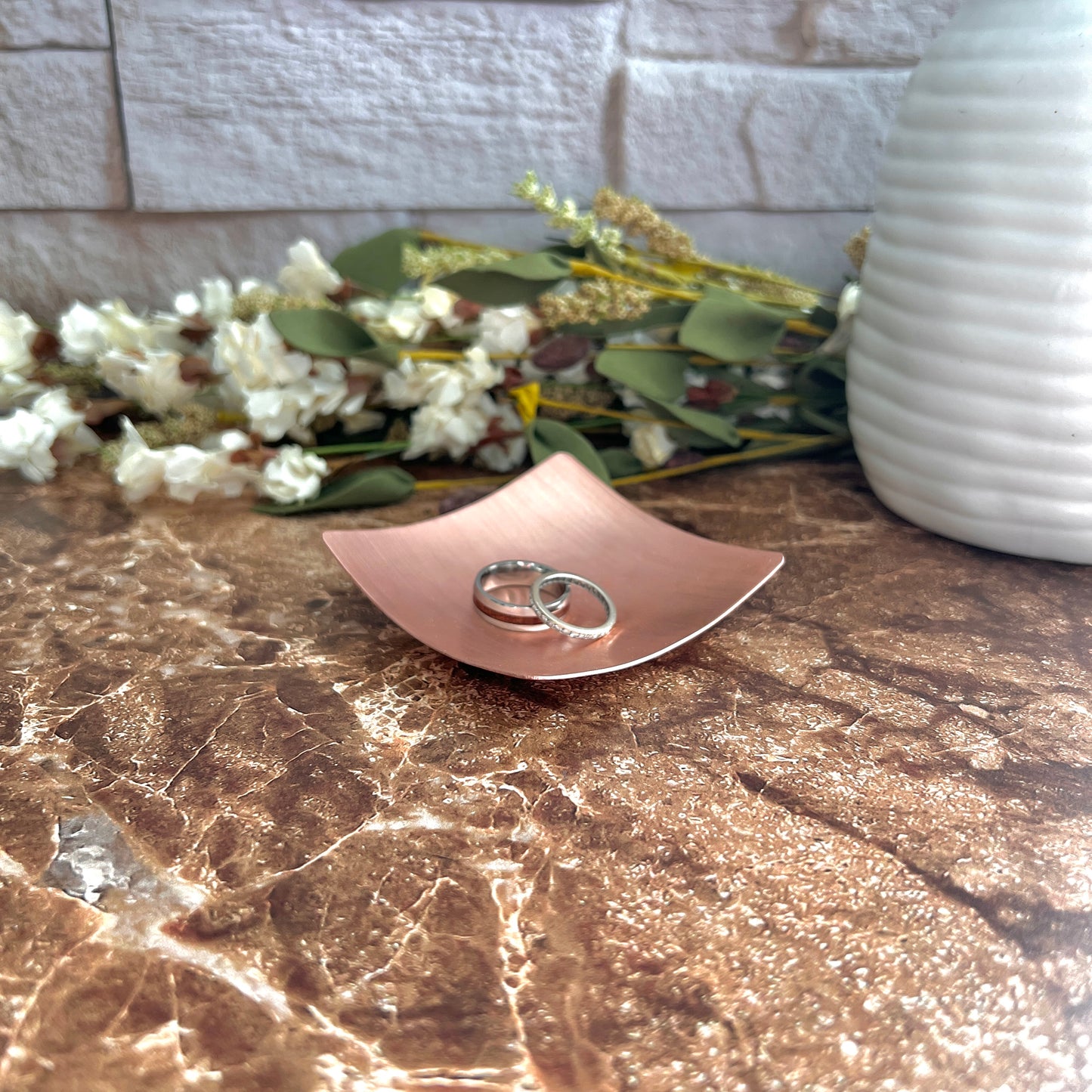 3" Square Copper Ring Dish - Brushed Finish