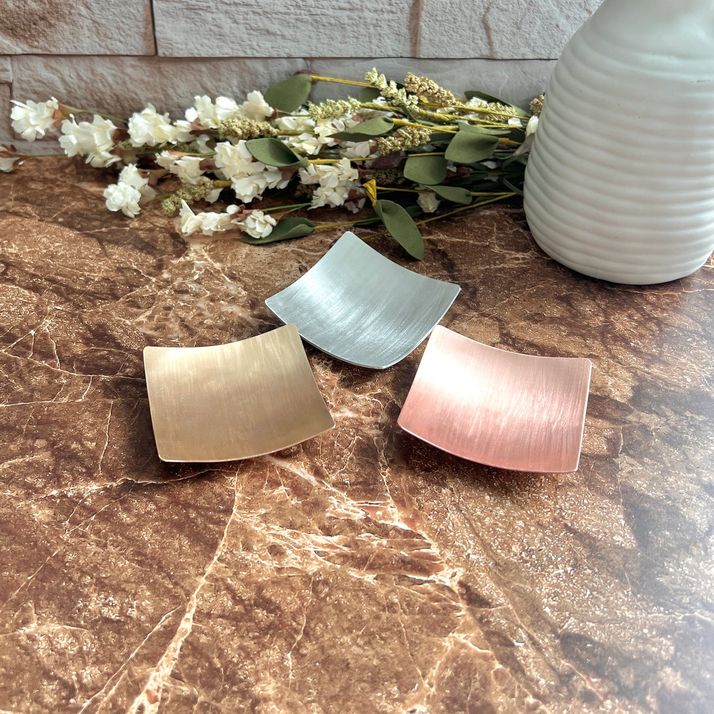 3" Square Copper Ring Dish - Brushed Finish