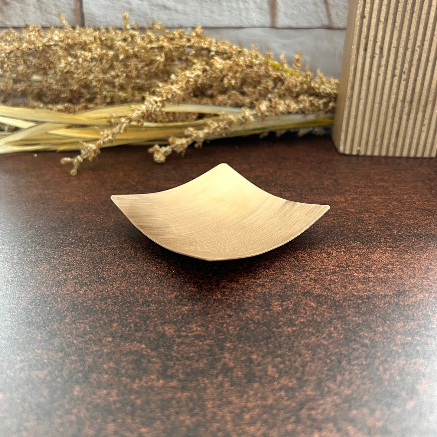 3" Square Bronze Ring Dish - Brushed Finish