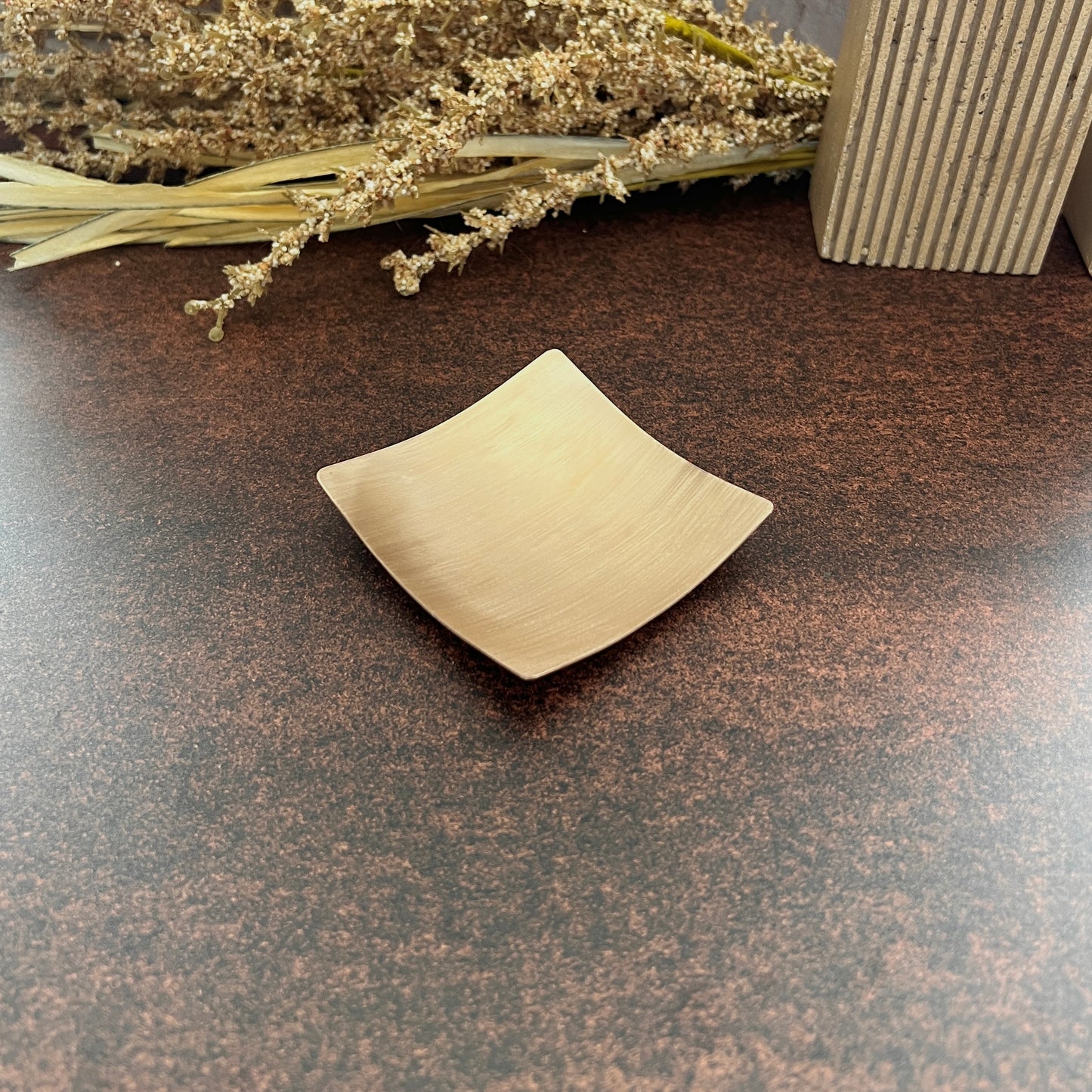 3" Square Bronze Ring Dish - Brushed Finish