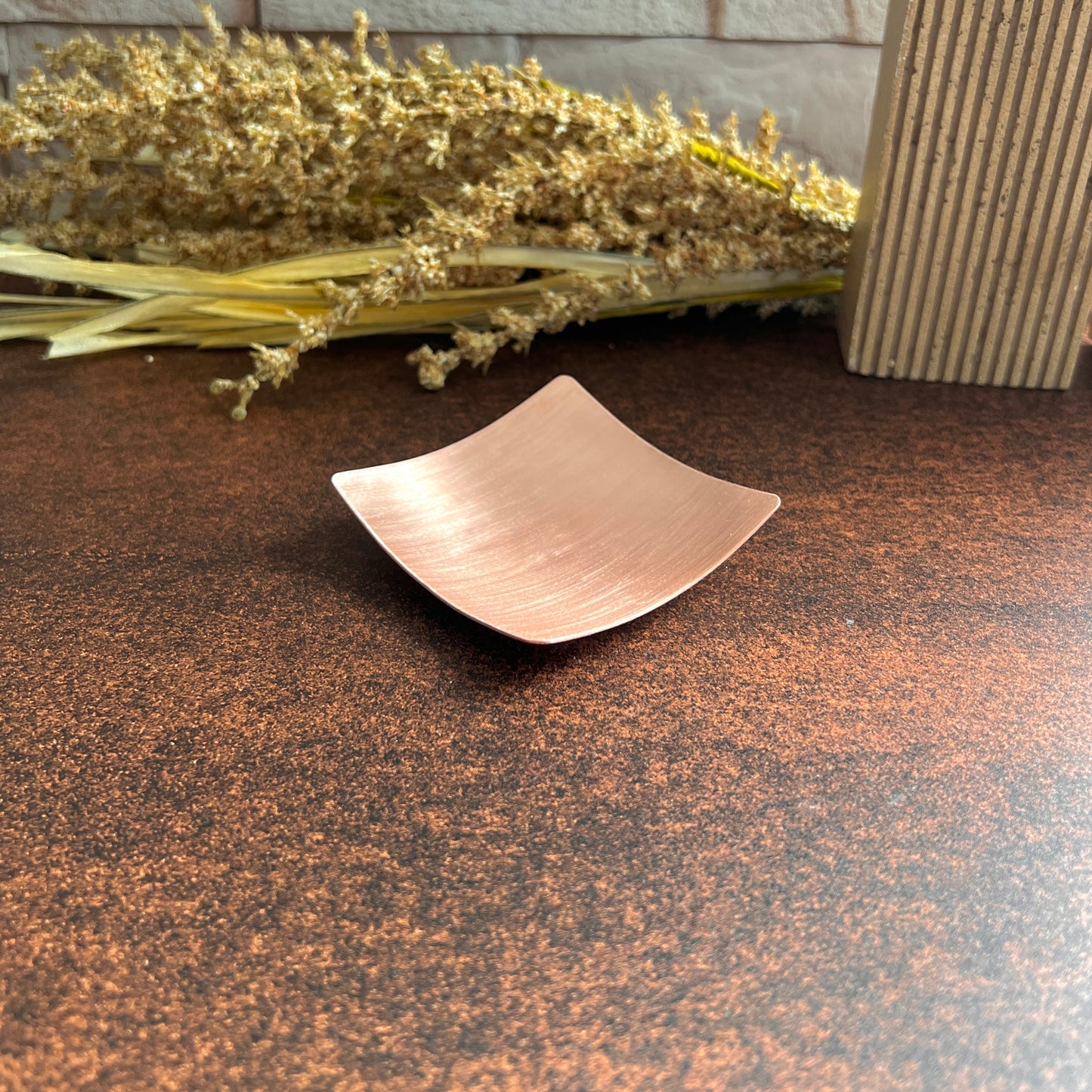 3" Square Copper Ring Dish - Brushed Finish