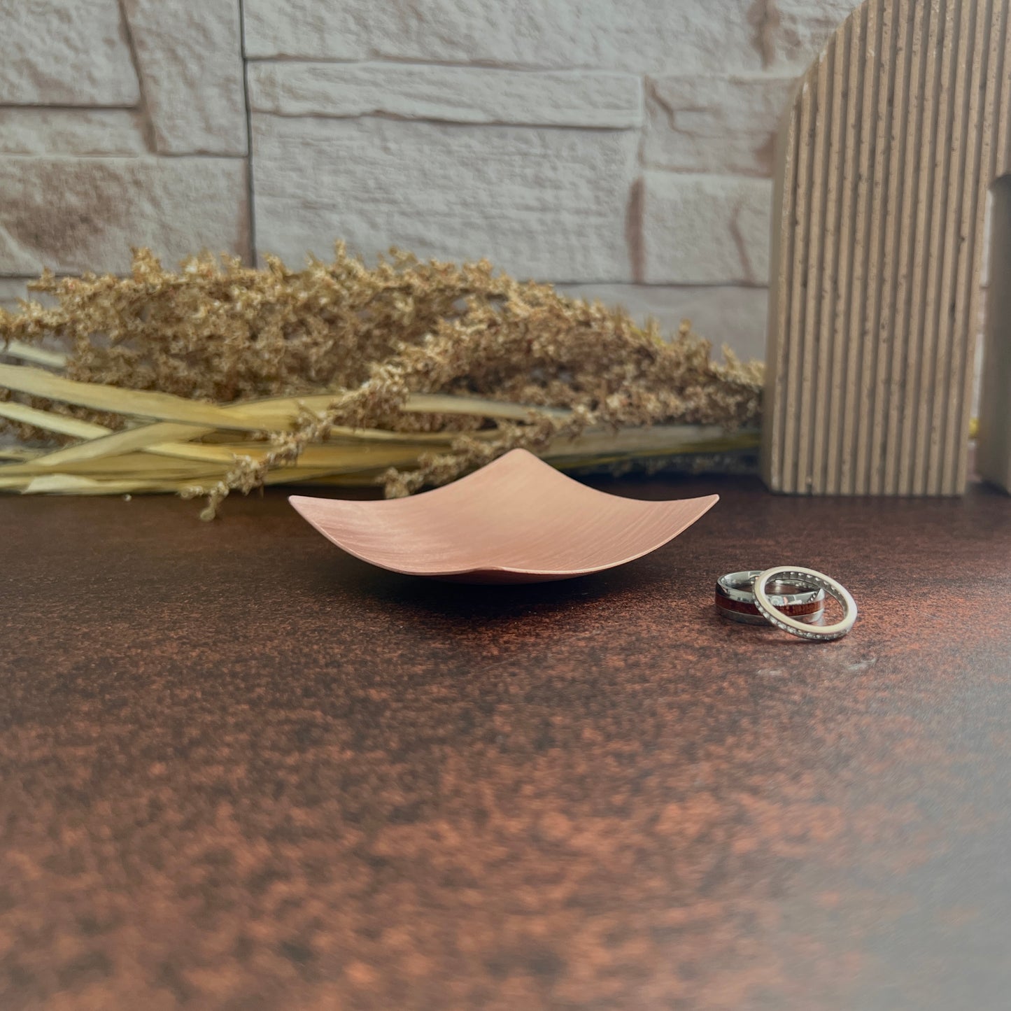 3" Square Copper Ring Dish - Brushed Finish