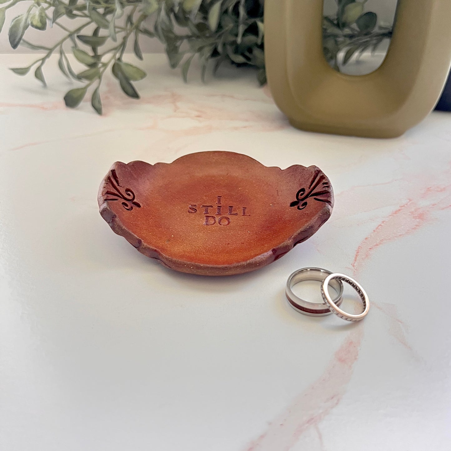 9th Anniversary Pottery Ring Dish - "I still do" Handcrafted Keepsake