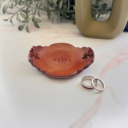9th Anniversary Pottery Ring Dish - "I still do" Handcrafted Keepsake
